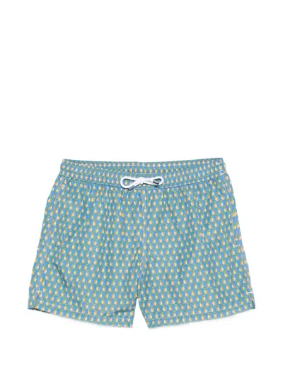 Fedeli Pineapple-print Swim Shorts In Blue