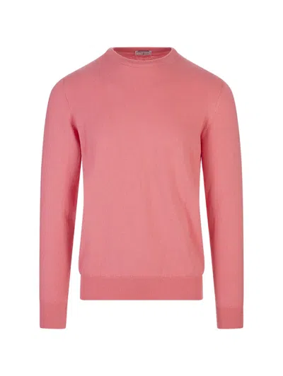 Fedeli Pink Crew Neck Sweaters In Blue