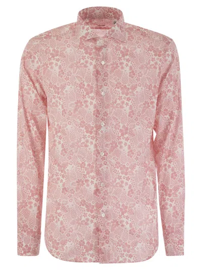 Fedeli Printed Stretch Cotton Voile Shirt In Pink