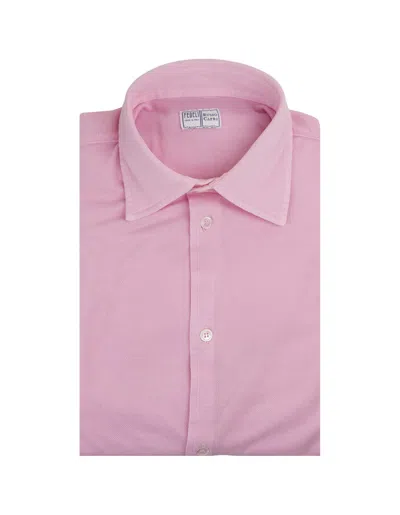 Fedeli Pink Classic Shirt In Light Piquet