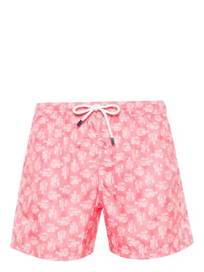 FEDELI PINK SWIM SHORTS WITH LOBSTER PATTERN