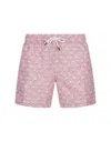 FEDELI PINK SWIM SHORTS WITH PELICAN PATTERN