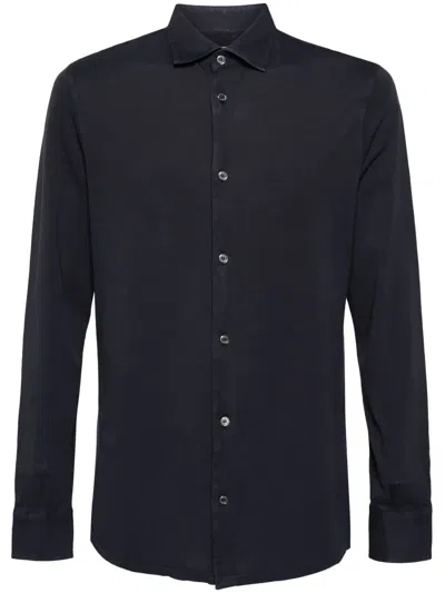 Fedeli Piqué Cotton Shirt In Blue
