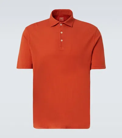 Fedeli Piqué Polo Shirt In Orange