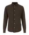Fedeli Oxford Shirt With Cuffed And Long Sleeves In Brown