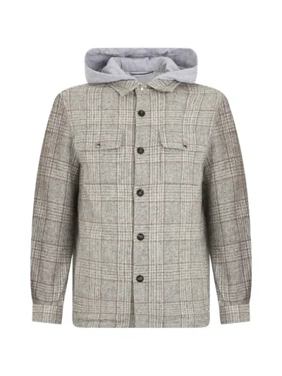 Fedeli Plaid Hooded Jacket In Gray