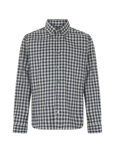 Fedeli Plaid Long-sleeve Shirt In Gray