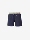 Fedeli Plain Contrast Swimsuit In Blue