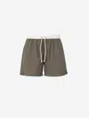 Fedeli Contrast-trim Swim Shorts In Military Green
