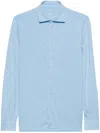 Fedeli Plain Organic-cotton Shirt In Blue