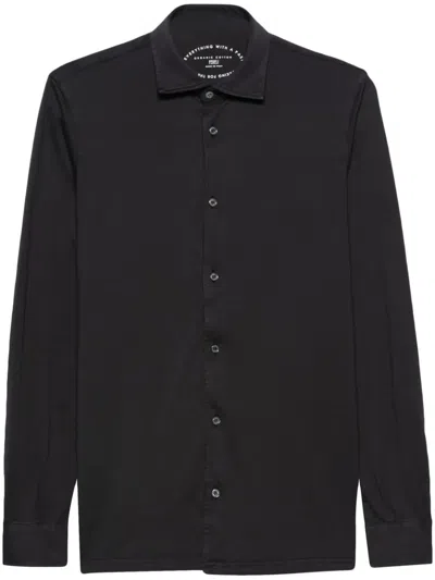 Fedeli Plain Organic-cotton Shirt In Grey