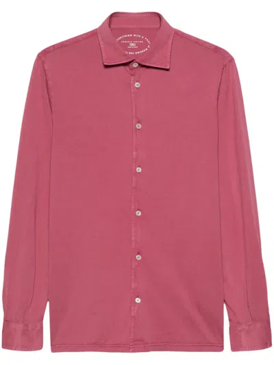 Fedeli Plain Organic-cotton Shirt In Pink
