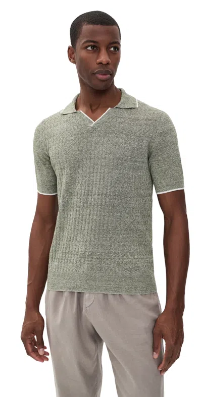 Fedeli Poldo Irlanda Cotton Linen Polo Olive In Gray