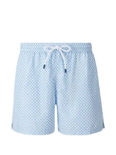Fedeli Polka-dot Print Swim Shorts In Blue