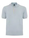 Fedeli Linen And Cotton Knitted Polo Shirt Light Blue