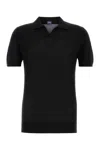 Fedeli Polo Shirt Cotton Ribbed Texture In Black