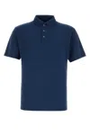 Fedeli Piquet Polo With Collar And Short Sleeves In Blue