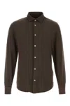 Fedeli Oxford Shirt With Cuffed And Long Sleeves In Brown
