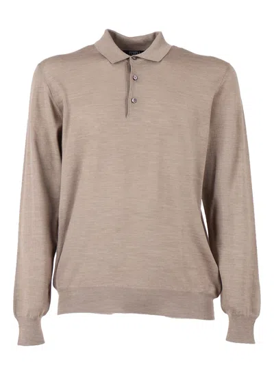 Fedeli 费德利 Polo 衫 L/s 针织毛衣男 In Neutral