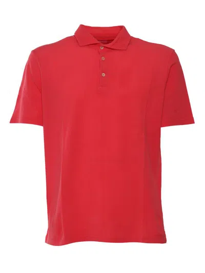 Fedeli Short-sleeve Knitted Polo Shirt In Red