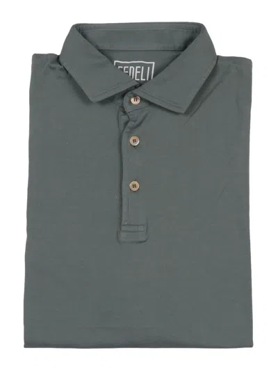Fedeli Polo Shirt S/s Knitted Man In Green