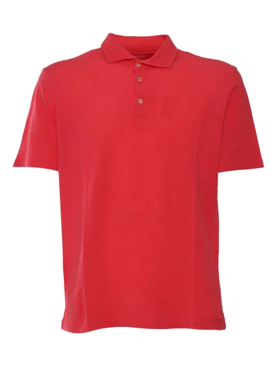 Fedeli Short-sleeve Knitted Polo Shirt With Traditional Collar In Red
