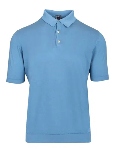 Fedeli Polo Sportman Mm. Giza Light Dusty 100 Cotone Polo Shirt Light Blue
