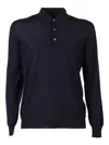Fedeli Polo-style Long-sleeved Knitted Sweater In Blue