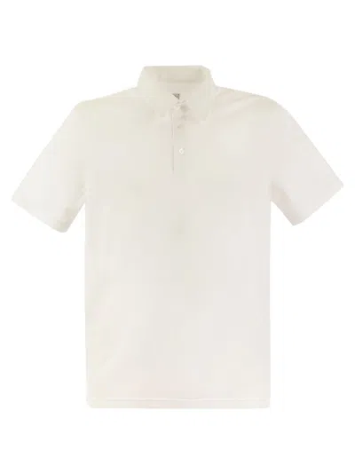 Fedeli Short Sleeved Cotton Polo Shirt In White