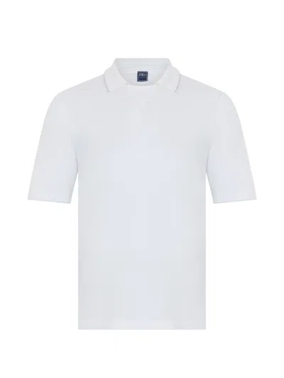 Fedeli Polo-collar Cotton T-shirt In White