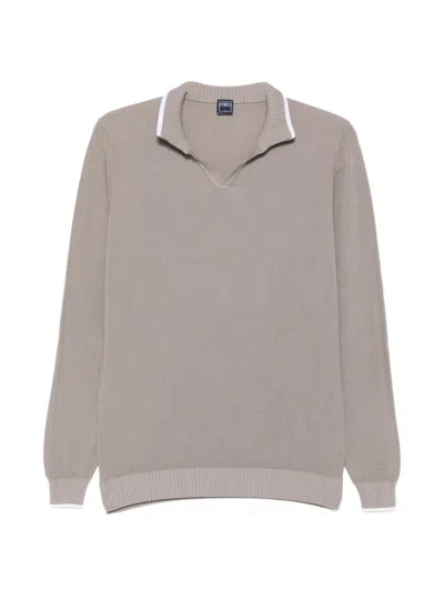 Fedeli Polo-collar Sweater In Gray