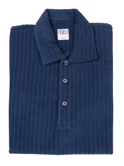 Fedeli Polo-shirt S/s Knitted Man In Blue