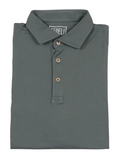Fedeli Short-sleeved Cotton Polo Shirt In Green