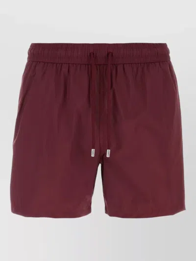 Fedeli Drawstring Swimming Shorts In Burgundy