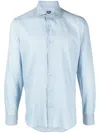 Fedeli Poplin Long-sleeve Shirt In Blau