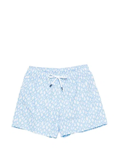 Fedeli Print Swim Shorts In Blue