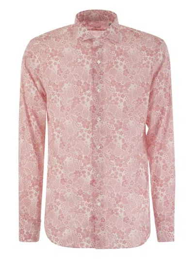 Fedeli Printed Stretch Cotton Voile Shirt In Pink