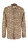 Fedeli Printed Stretch Cotton Voile Shirt In Brown