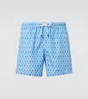 Fedeli Printed Swim Trunks In Blue