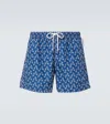 Fedeli Printed Swim Trunks In Blue