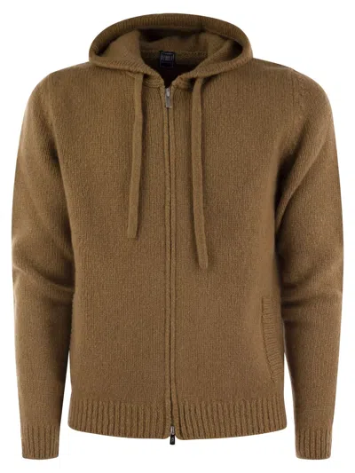 Fedeli Pure Cashmere Hooded Cardigan In Brown