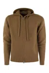 Fedeli Pure Cashmere Hooded Cardigan In Brown