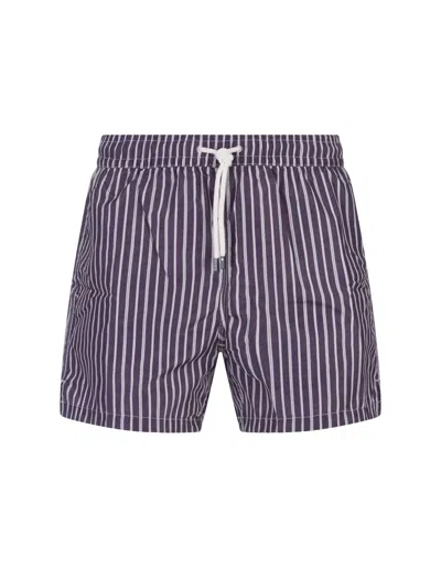 Fedeli Madeira Striped Swim Shorts In Purple