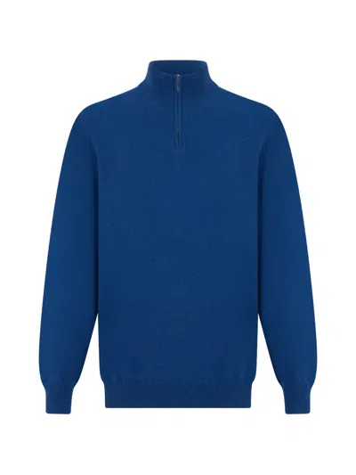 Fedeli Quarter-zip Cashmere Sweater In Blue