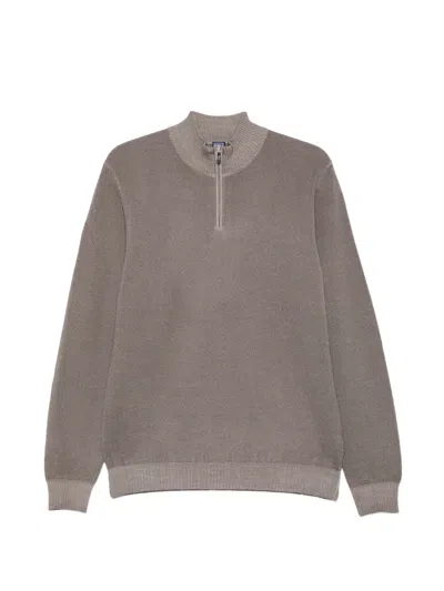 Fedeli Quarter-zip Knitted Sweater In Gray