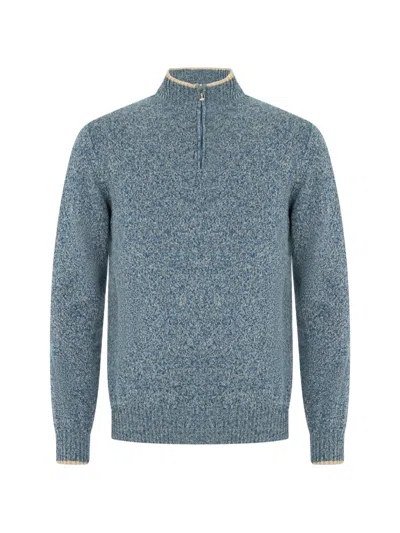 Fedeli Quarter-zip Knitted Sweater In Green