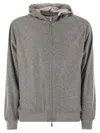 Fedeli Reversible Bomber Jacket With Hood In Cashmere Flannel And Airstop In Gray