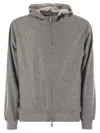 Fedeli Reversible Bomber Jacket With Hood In Cashmere Flannel And Airstop In Gray