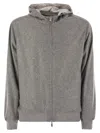 Fedeli Reversible Bomber Jacket With Hood In Cashmere Flannel And Airstop In Gray
