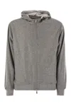 Fedeli Reversible Bomber Jacket With Hood In Cashmere Flannel And Airstop In Gray